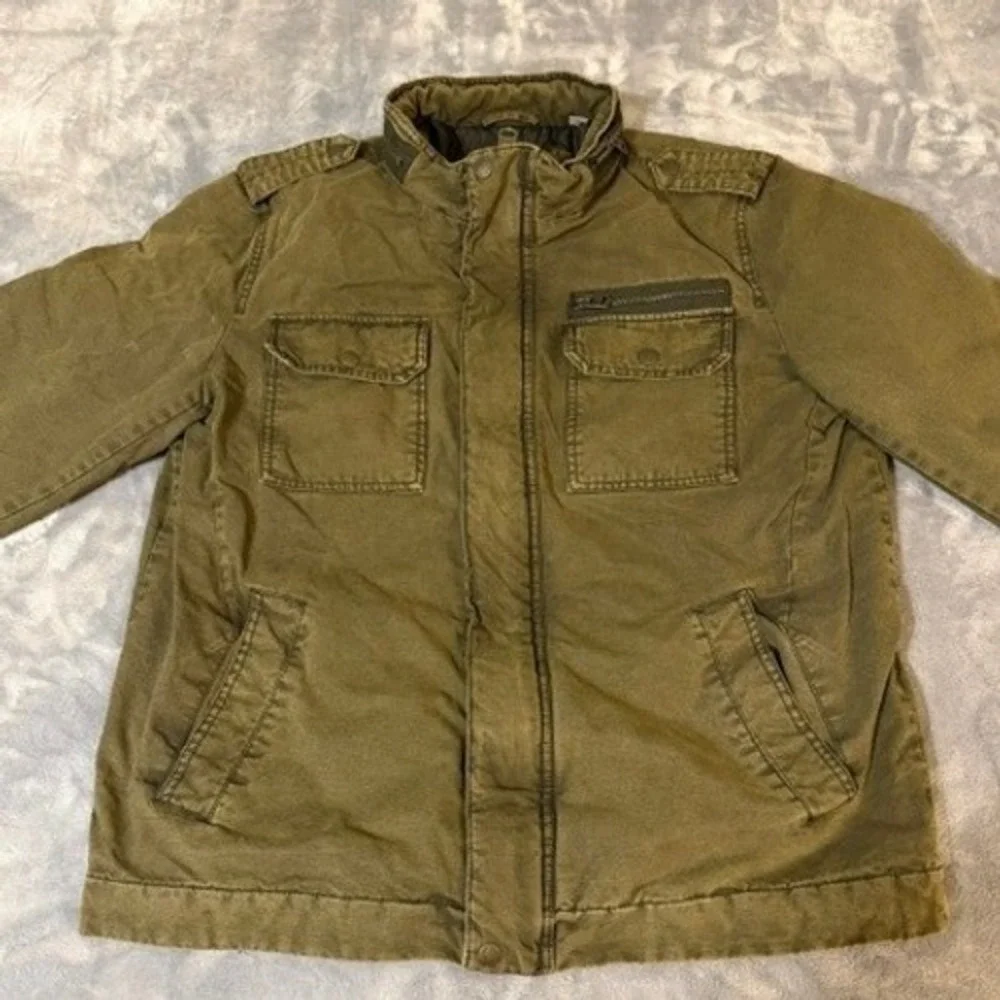 Levi Strauss Mens Olive Green Cotton Military Field Jacket Quilted Lined Large
